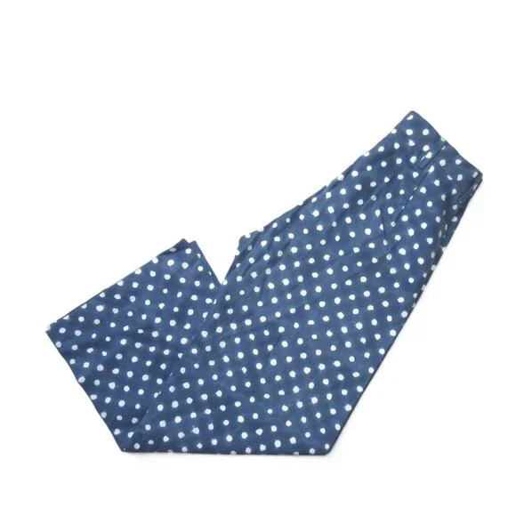 NWT SZ Blockprints Hand Block-Printed Disco Pants in Blue Polka Dots Canvas L - Picture 7 of 11